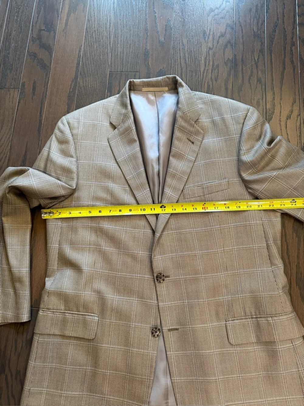 BURBERRY LONDON Classic Silk Wool Blend Windowpane Plaid Sport Jacket 44 LONG